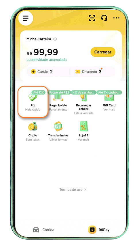 Pix com cartão de crédito 99Pay: Como funciona?