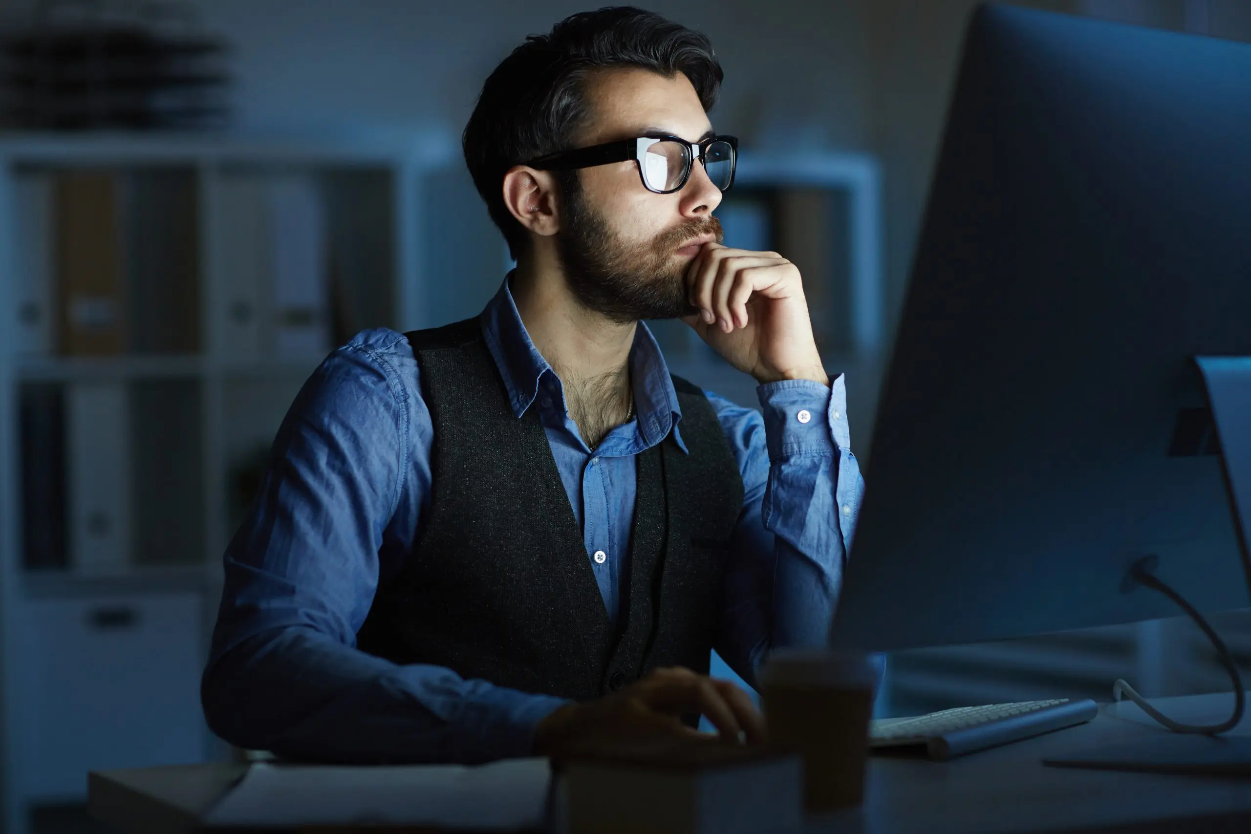 Man working at night